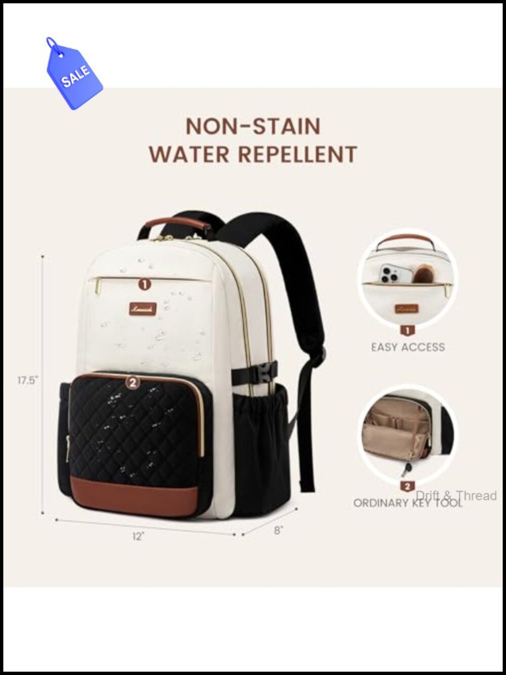 LOVEVOOK 15.6 Inch Laptop Backpack Water Resistant Travel Work College - Picture 3 of 5